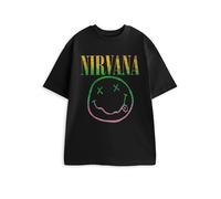 Nirvana Unisex Black Short Sleeved Graphic Tee | Classic Crew Neck T-Shirt with Band Print | Music Themed Everyday Wear | Men's & Women's Top Merch - Medium