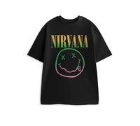 Nirvana Unisex Black Short Sleeved Graphic Tee | Classic Crew Neck T-Shirt with Band Print | Music Themed Everyday Wear | Men's & Women's Top Merch - Medium
