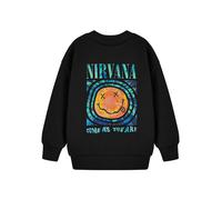 Nirvana Kids Fleece Crew Neck | Black Classic Long Sleeve Band Logo Graphic Tee | Music Theme, Come As You Are | Casual Wear Band Merchandise Top for Unisex Children | Pull On Closure