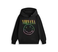 Nirvana Unisex Kids Black Hoodie | Long Sleeve Pullover with Band Print | Classic Music Themed Jumper for Casual Wear | Perfect for Everyday Outfits Merch - 9-10 Years