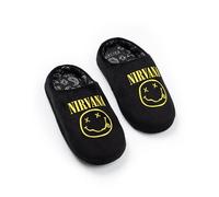 Nirvana Unisex Kids Black Logo Mule Slippers | Band Name Home Footwear for Kids | Easy Slip-On Comfort | Ideal Music-Themed Lounging Merch - 3 UK Child