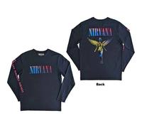 Nirvana Unisex Long Sleeve T-Shirt Angelic Gradient (Back & Sleeve Print) Blue (
