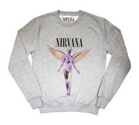 Nirvana Utero Angel Printed Logo Long-Sleeved Crew Neck Sweatshirt Grey XS