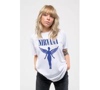 Nirvana Women's Angelic Blue Mono Skinny Fit T-Shirt in White | Size: Small Nirvana White S