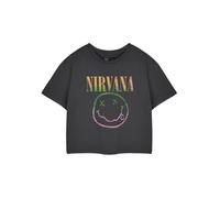 Nirvana Women's Cropped Short Sleeved T-Shirt (Adult Charcoal) in Grey | Size: Medium Nirvana Grey M