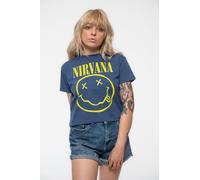 Nirvana Women's Flower Sniffin Crop Top in Blue | Size: Small Nirvana Blue S