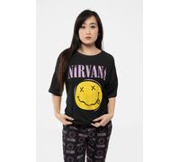 Nirvana Women's Grunge Smile Pyjamas in Black | Size: Large Nirvana Black L