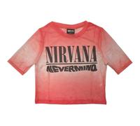 Nirvana Women's Nevermind Wavy Mesh Logo Crop Top in Red | Size: Medium Nirvana Red M