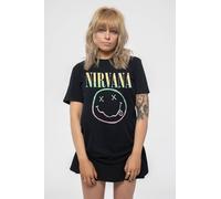 Nirvana T Shirt Sorbet Ray Smiley Band Logo Official Womens Skinny Fit Black XL