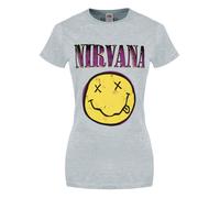 Nirvana Xerox Happy Face Ladies Heather Grey T-Shirt