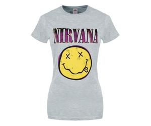 Nirvana Xerox Happy Face Ladies Heather Grey T-Shirt
