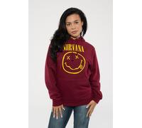 Nirvana Yellow Grunge Smile Hoodie in Red | Size: Small Nirvana Red S