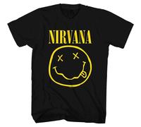 Nirvana Yellow Grunge Smile T-Shirt in Black | Size: Medium Nirvana Black M