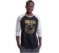 Nirvana - Yellow Happy Face Black/ Grey - Longsleeve - black - XXL - 100% Cotton XXL