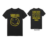 Nirvana Yellow Happy Face Flower Sniffin' Black Small Unisex T-Shirt NEW