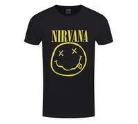Nirvana Yellow Happy Face Mens Black T-Shirt