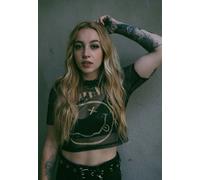 Nirvana - Yellow Happy Face Mesh Cropped - Girly - black - S - 95% Polyester, 5% Elastane S