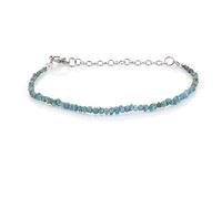 NirvanaIN Blue, Grey Rough Uncut Diamond Raw Diamond Bracelet - Modern Silver Bracelet with Lobster Claw Clasp - Tennis Chain - 25 Carats - Unisex - Ocean Theme - Round Shape - Adults