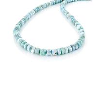 NirvanaIN Larimar Smooth Plain Rondelle From Dominican Republic Beads Necklace Soft Soothing Blue Necklace for Great Relationship Bond.