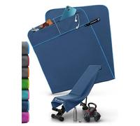 NirvanaShape Gym Towel | Microfibre Gym Towel with Magnetic Clip | Absorbent & Quick-Drying | 125 x 48 cm | Grey with Blue Trim