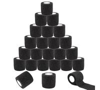 Nirvikalpa 24 Pack 2" x 5 Yards Self Adhesive Bandages, Black Athletic Tape, Non-Woven, Breathable, Elastic and Cohesive Bandages, for Sports, Wrists, First Aid, Pets (24