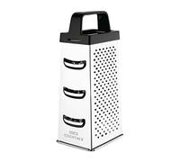 Nisbets Essentials Cheese Grater for Kitchen with Handle - Stainless Steel 4 Sided Box Vegetable Shredder DA096