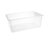 NISBETS Essentials 1/1 Gastronorm Container in Clear Polypropylene with Ergonomic Lip - Freezer Safe - 25.6L - H200 x W530 x L325 mm