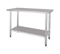 NISBETS Essentials Self Assembly Stainless Steel Table in Silver with Height Adjustable Undershelf - Easy Clean and Sturdy - H900 x W1200 x D600 mm