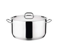 Nisbets Essentials Stainless Steel Induction Stew Pan with Lid, 12L, Silver | Aluminium sandwich base ensures even heat distribution, with a dishwasher-safe design for effortless commercial cleanup.