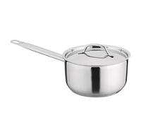 Nisbets Essentials Stainless Steel Saucepan with Lid, 20cm, 3Ltr DF671 | Aluminium base provides high heat retention for fast cooking, while the dishwasher and oven safe design simplifies cleanup.