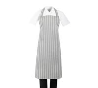 nisbets limited Whites Bib Apron Grey/White Butchers Stripe - 28-38" | Commercial-grade kitchen apparel offering essential spill protection for busy hospitality environments.