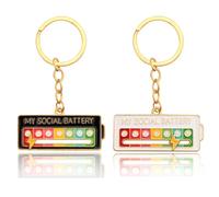 NISCAYA 2PCS Funny My Social Battery Keychains Sliding Interactive Mood Expression Creative Key Chains For Women Men Cute Key Rings Car Keys Gifts