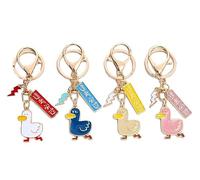 NISCAYA 4 Pcs Duck Keychain - Animal Key Chain Gifts for Boyfriend, Hanging White Goose Modeling Keychains, Lovely Cartoon Key Holder