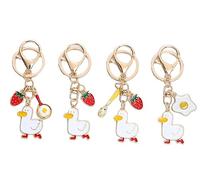 NISCAYA 4PCS Lovely Duck Key Rings Handbag Car Key Lovely Animal White Goose Keychain Cartoon Keychain Key Holder Fit Women Men Kids Keys Accessories Key Ring