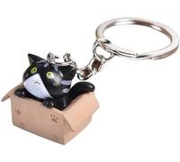 NISCAYA Cartoon Cat Key Rings Chains Pendant Creative Ask For Support Cat Keychain for Kids Girls Car Key Ring Bag Purse Accessories