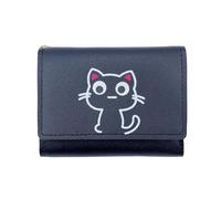 NISCAYA Cartoon Cat Trifold Wallet Cat Pattern Credit Card Holder Cash Pockets ID Window with Paw Pendant Leather Blocking Small Trifold Wallet with ID Window for Girls and Ladies Womens Wallet