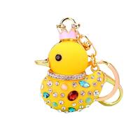 NISCAYA Cartoon Little Yellow Duck Keychain Kawaii Animal Pendant Rhinestone Keyring Car Bag Charm Gift for Women & Men