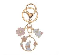 NISCAYA Cartoon Sakura Rabbit Keychain Cute Animal Flower Keyrings Alloy Bunny Key Chain Lobster Clasp Keyring Backpack Keyring Charm Car Key Chain Accessories