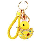 NISCAYA Cartoon Yellow Duck Keychain Rhinestone Crystal Cute Key Ring Car Key Chain Key Holder Handbag Purse Charm Accessories Gift