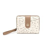 NISCAYA Cute Cat Leather Bifold Clutch Wallet with Zipper, Kawaii Prints, Coin Purse, ID Window, Card Holder, Gifts for Cat Lovers