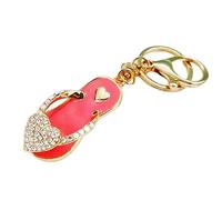 NISCAYA Rhinestone Love Slippers Keyring Flip Flop Keychain Crystal Shoe Key Chain Sandals Pendant Keyring Car Bag Key Chains Accessories Souvenir Gifts