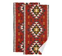 NISENASU Aztec Navajo Print Hand Towels for Bathroom Set of 2,Tribal Seamless Geometric Pattern Native Southwestern Design Small Bath Towel Set Face Washcloths Decorative Kitchen Dish Cloth
