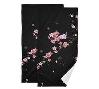 NISENASU Cherry Blossom Hand Towels for Bathroom Set of 2,Falling Flower Petals Cherry Blossom Bloom Tree Branch Small Bath Towel Set Face Washcloths Decorative Kitchen Dish Cloth for Gym