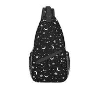 NISENASU Pattern Print Sling Bag Crossbody Backpack,Adjustable Chest Bag Casual Shoulder Backpack Travel Hiking Daypack, 10 Stars and Moons, One Size, Crossbody