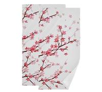 NISENASU Pink Cherry Blossom Hand Towels for Bathroom Set of 2,Floral Blossom Trees Branch Asian Style Soft Small Bath Towel Set Face Washcloths Decorative Kitchen Dish Cloth
