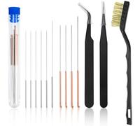 NISENTIA 3D Printer Nozzle Cleaning Needles Cleaning Kit, 3D Printer Nozzle Cleaner Needles Set Nozzle Cleaning Kit Accessories Nozzles Printer Accessories Tool with Brass Wire Brush and Tweezers