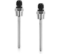 NISENTIA Pack of 2 Immersion Sleeve 1/2, 8 x 100 mm Stainless Steel Diving Sleeve 1/2 Inch Thread Thermowell Immersion Sleeves for Temperature Sensors Immersion Protection Tubes for Thermocouples