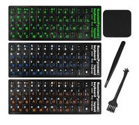 NISENTIA Pack of 3 Russian Keyboard Stickers, Russian Keyboard Stickers, Russian Keyboard Protection, Colourful Russian Alphabet Keyboard Stickers for PC Laptops, Blue, Green, Orange