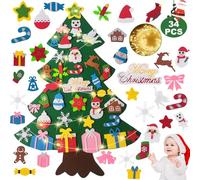 Niserelesa DIY Felt Christmas Tree Set, 3.28ft Wall Hanging Xmas Tree Kit for Kids with 32 Ornaments, Perfect for Home, Door, Window Decor, Fun and Interactive Christmas Decoration for Toddlers