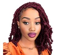 Niseyo 10 Inch Soft Butterfly Locs Crochet Hair 6 Packs Handmade Pre Looped Burgundy Distressed Faux Locs Crochet Butterfly Braids (BUG)